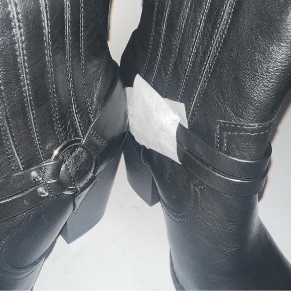 NWOB Aldo Black Square Toe Cowboy Booties - Picture 5 of 8